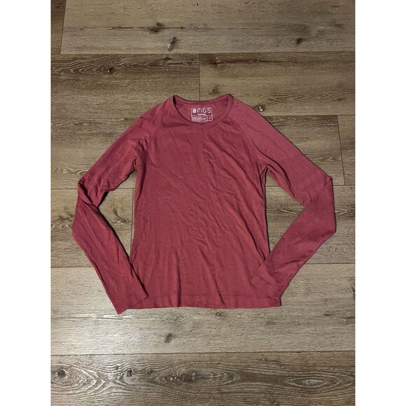 FIGS Seamless Top Womens Medium Mauve Nylon Long Sleeve Underscrub W18KW1002 - Picture 1 of 3